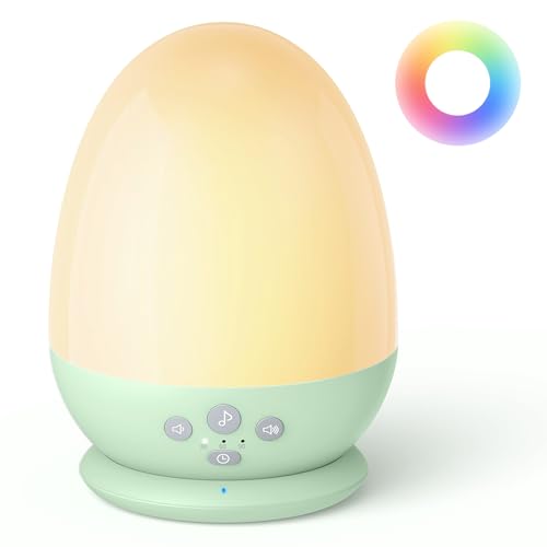 JolyWell Nachtlicht Kinder mit Weißrauschmaschine, dimmbares RGB Nachtlicht Baby, 3 Farbtemperaturen, stufenlos dimmbar,Baby Nachtlicht mit 18 Arten von Weißrauschen, mit Timer und USB-C-Ladung