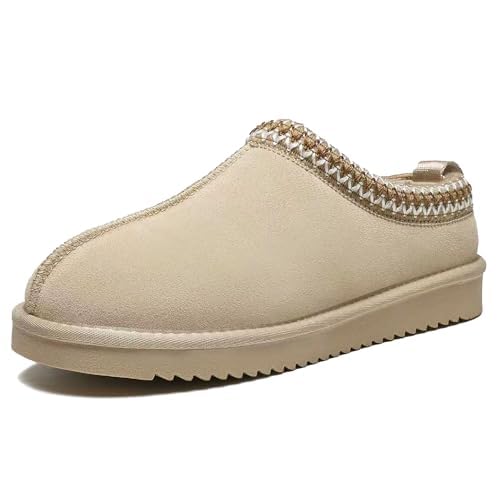 MeikMangni Women's Suede Platform Slippers with Faux Fur