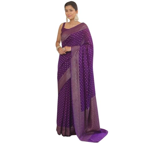 Image of Women's Soft Pure Silk Banarasi Saree and Unstitched Blouse Piece with Jacquard Zari Woven | Saree for Women