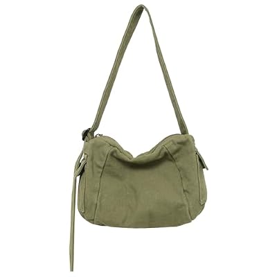 Boziee piccola borsa a tracolla da donna, borsa a spalla da uomo, borsa in tela canvas, borsa crossbody per il tempo libero, per tutti i giorni e viaggi, verde, Di medie dimensioni