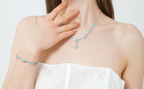 Image of GZWHD Wedding Jewelry Sets for Bride Bridesmaid Women Cubic Zirconia Necklace Earrings Bracelet Set Gift for Mother Friend Wife Daughter Sister Party Prom Jewelry