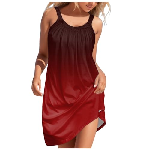 Vestidos de verano casuales con tirantes fruncidos para mujer, primavera, playa, lindos vestidos de verano 2025, vintage, vacaciones, a la moda, favorecedores, bohemios, cambio de color, tirantes,