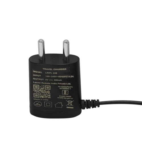 Image of Universal 5V 500mAh Mobile Charger for Keypad Phones - Compatible with Nokia HMD, Samsung, Intex, Lava, Jio Bharat, Feature Phones, Basic Handsets, Micro USB- Black (Type- C Cable)