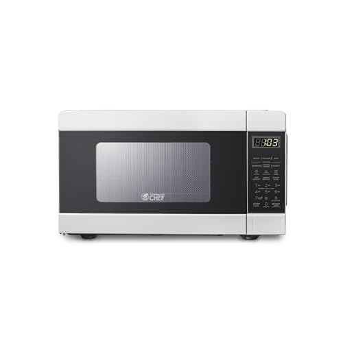 Commercial CHEF CHM990W 900 Watt Counter Top Microwave Oven, 0.9 Cubic Feet, White Cabinet