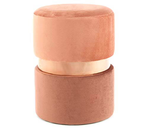 V Vascavi - Taburete redondo con forma de pouf, cómodo asiento, elegante funda de tela aterciopelada, 35 x 35 x 46 cm, color terracota, rosa y marrón