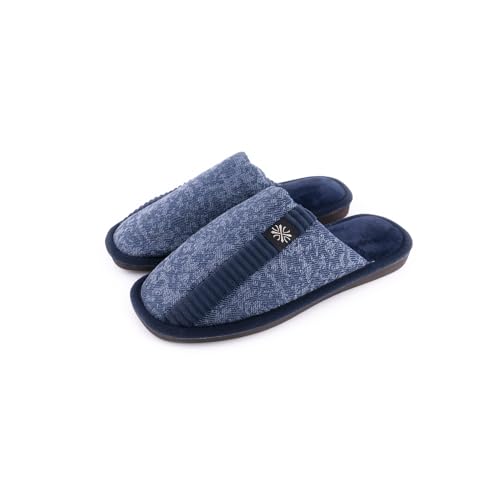 R-ISLAND Zapatillas casa hombre,Pantuflas hombre,Adulto,La suela con PVC, Poliéster,Antideslizante,Genial para casa, salon, dormitorios. (Azul 2, 42)