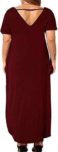 Image of Kancystore Women's Plus Size Dresses Summer Casual Loose Pocket Short Sleeve Slits Long Maxi Dress XL-5X
