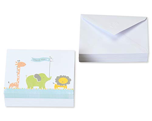 American Greetings Baby Shower Thank You Cards with Envelopes, Giraffe, Elephant and Lion (50-Count) - Image 3