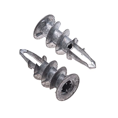 Drywall Anchors, Plasterboard Dowels 50 Pack 15mm x 29mm Alloy Plugs, Drywall Fasteners, Plaster Wall Plugs, Cavity Dowels, Aluminium Fixings - Screw in Anchors for Shelfs, Coat Hangers, Furniture