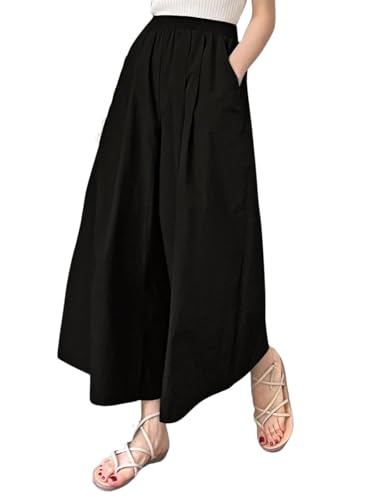 Image of Leriya Fashion Women High Waist Wide Leg Trousers | Casual & Formal Poly Cotton Pants for Women | Loose Fit Track Pants | Relaxed Fit Pleated Trousers for Casual & Semi-Formal Wear