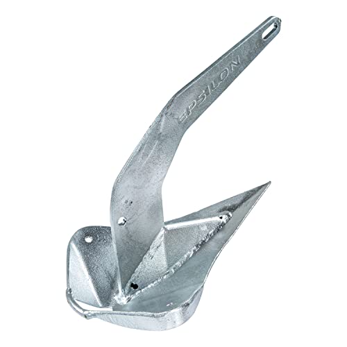 Lewmar Galvanized Steel Epsilon Anchor 22 Lbs. For Boats 27'-43', Concave Fluke, Lead Ballasted Tip For Quick Setting, Lloyds Rated, Measures 22-5/9" L X 13” W - 2020221496 #TOP1