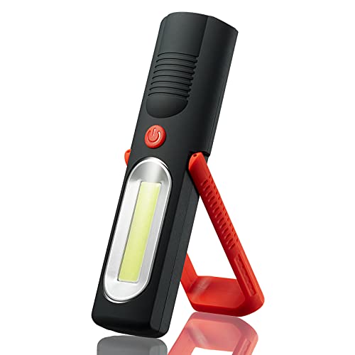 LED+COB potente luz de trabajo, soporte giratorio de 180 °, base magnética, soporte de carga USB, fácil de usar en múltiples entornos (rojo) Cover