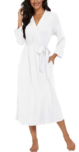 Image of VINTATRE Women Robes Long Knit Bathrobe Lightweight Soft Bath Robe with Pockets