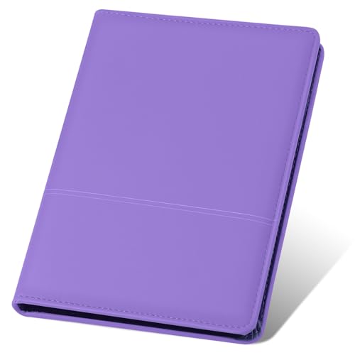Konper Classic Padfolio/Junior Portfolio Folder Case, Business A5 Leather Organizer Binder for Men Women, A5 Writing Pad Included, Purple.