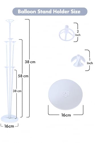 Image of DL Balloon Stand Set - Pack of 2 | Clear Table Desktop Balloon stand Holder with 7 Plastic Sticks, 7 Cups & 1 Base Each | Reusable Decoration Stand for Birthday, Wedding, Anniversary & Home Decor