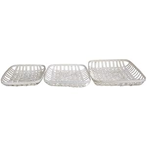 Northlight Rectangular Lattice Tobacco Baskets - White - Set of 3 Northlight Rectangular Lattice Tobacco Baskets White Set of 3