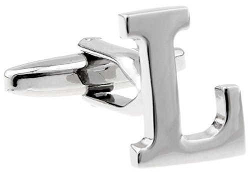 MRCUFF Letter L Monogram Initial Cufflinks with a Presentation Gift Box & Polishing Cloth (L)