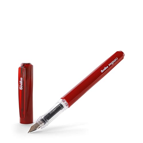 Image of Scrikss Primeo Burgundy Medium Nib Fountain Pen | 3 Cartridges Included | Stainless Steel Nib & ABS Body | in Blister Pack