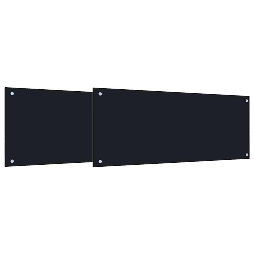 Generisch Küchenrückwand 2 pcs Schwarz 100 x 40 cm Gehärtetes Glas,Heim Garten,Küche Esszimmer,Küchenhelfer -utensilien-3415440