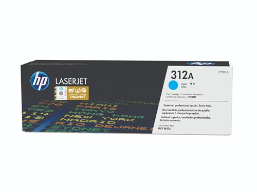 HP 312A CF381A, Cian, Cartucho Tóner Original, de 2.700 páginas, para impresoras HP LaserJet Pro serie 400 color MFP M476