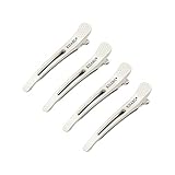 KISARG ダッカール ヘアクリップ ヘアピン メンズ 美容師プロ用 髪留め 前髪 クリップ ブロッキング用 跡がつかない ヘア ピン 大きめ 強力 4本入り 11.5cm ホワイト