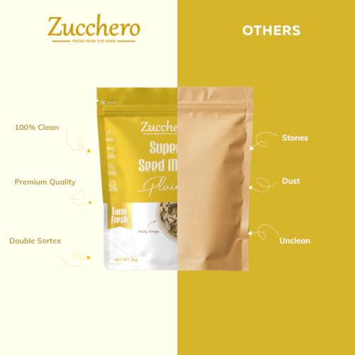 Image of Zucchero Premium Seed Mix - 6 in 1 Super Mix (1 kg) | Healthy Diet Snack | Omega-3 | Hi-Protein | Hi-Fibre | Chia, Pumpkin, Sunflower, Watermelon, Sesame, Flax | 100% Natural | Lab Tested