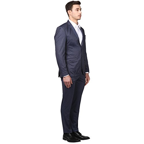 Image of Park Avenue Men Dark Blue Regular Fit Polyester Blend Suit