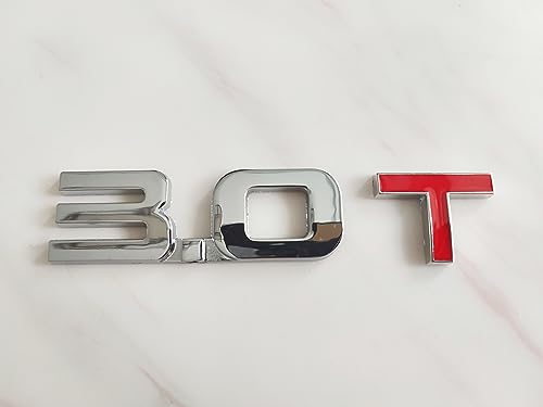 Image of 3D Car Sticker Decal 3.0T Car Emblem Car Replacement Decoration Car Truck Trunk Body Tail (Set of 2) (Silver Red;)