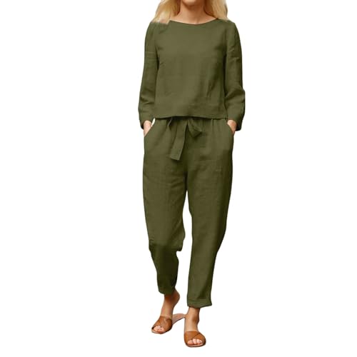 Traje de lino de mujer ligero y elegante de dos piezas para verano