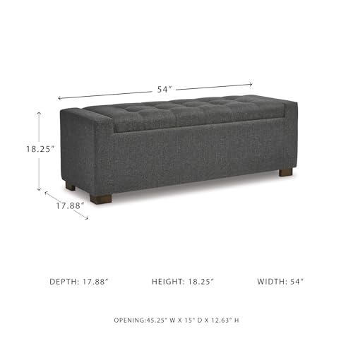 Signature Design by Ashley Cortwell Ottoman Tufted Entryway Storage Bench, Charcoal Gray