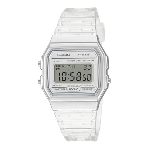 Casio Damen Digital Quarz Uhr mit Resin Armband F-91WS-7EF, Transparent