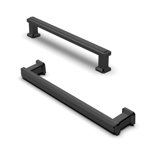 FURNIWARE 10 Pack Matt Black Cabinet Handles, Drawer Pulls 128mm(5 Inch) Hole Center, Hardware Modern Kitchen Cabinet Door Handles, for Kitchen, Bathroom, Wardrobe Cabinets Cupboard