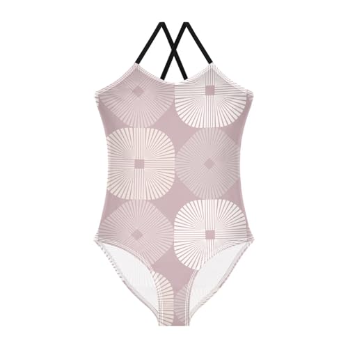 Striped Figures Geometric Girl's Swimsuit 1 Piecing Toddler Swim Suits for Girls Toddler Bathing Suit