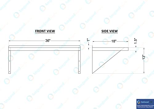 Image of AmGood 18 inch x 36 inch Stainless Steel Wall Shelf | Appliance & Equipment Metal Shelving | Kitchen, Restaurant, Garage, Laundry, Utility Room | Heavy Duty | Squared Edge | NSF Certified