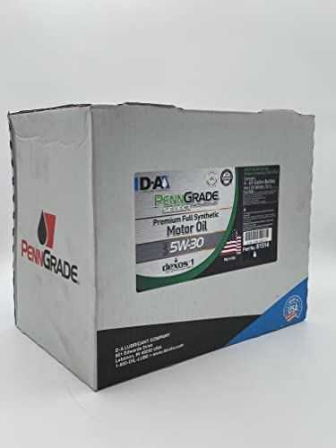 PennGrade Motor Oil | D-A Lubricants | Select Premium Full Synthetic | Dexos1 Approved- Gen 3 |SAE 5W-30 | 4 Gallon Case (16 Quarts)