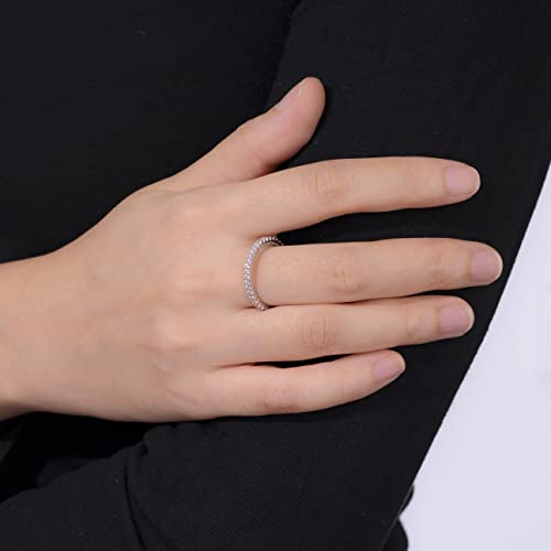 Amazon Essentials Rhodium Plated Single Row Pave Stackable Eternity Ring Size2