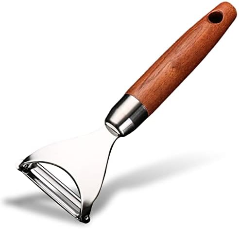 ESSBES Fruit and Vegetable Peeler-Stainless Steel Material + Sapele Solid Wood Handle Potato Peeler Hand, Cloth Wheel Mirror Polishing Process Food Scraper Tool, Suitable For Vegetables And Fruits