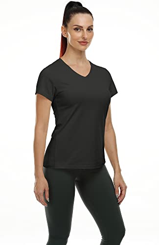 Image of icyzone Workout Shirts Yoga Tops Activewear V-Neck T-Shirts for Women Running Fitness Sports Short Sleeve Tees