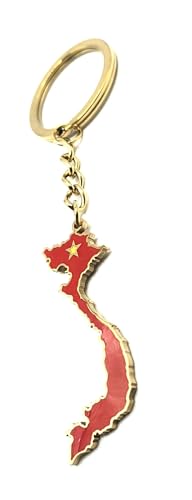 SNS Components Porte-clés Vietnam Vietnamien Asie du Sud-Est Asie Asie Or Porte-clés Drapeau Pays Métal émaillé, multicolore, taille unique