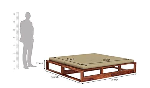 Image of WOODSTAGE Sheesham Wood King Size Divan Bed for Bedroom Living Room Wooden Sofa Cum Bed Solid Wood Double Bed Palang (Honey Finish).