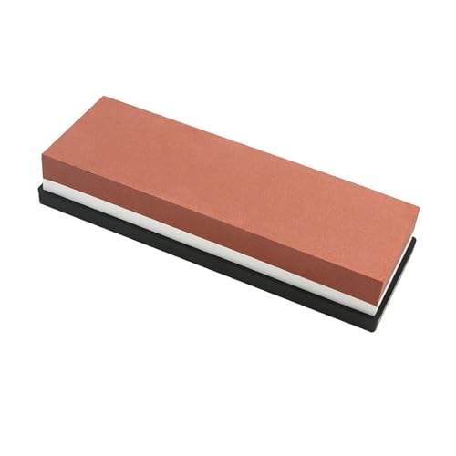 Pedra de Amolar Dupla Face para Facas, Grãos 400/1000, com Base Antiderrapante (Vermelho e Branco)