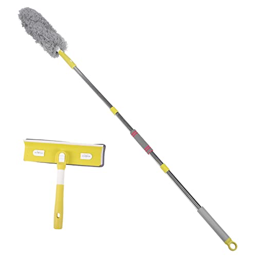 CALLARON 1 Juego Herramientas de eliminación de polvo y limpieza plumeros para limpieza plumero con poste de extensión plumero de suministros de limpieza Fan Duster fibra extrafina