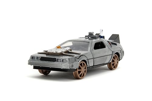 Jada Back to The Future Part III 1:32 Time Machine Rail Wheels Die-Cast Car, Toys for Kids and Adults