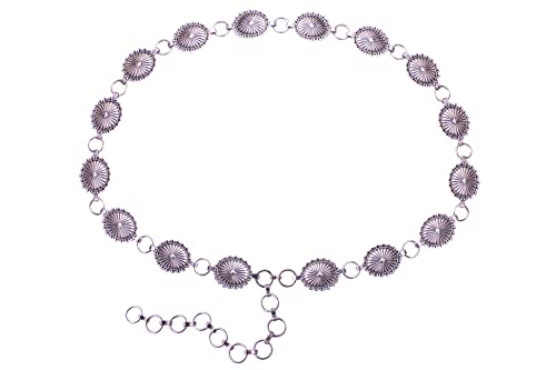 Western Small Metal Oval Concho Chain Belt No.22