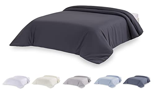 Todocama – Funda nórdica de Microfibra para edredón de Tacto Extra Suave. (Gris Oscuro - Cama 80/90-150x220cm).