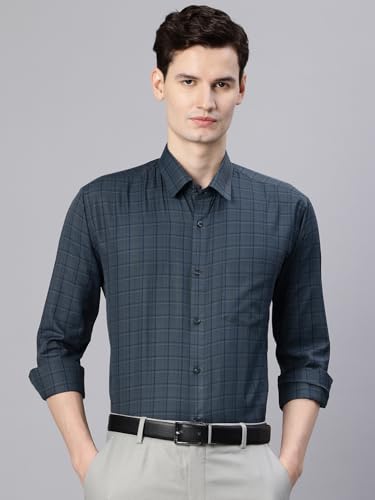 Image of Majestic Man Men's Pure Cotton Slim Fit Checkred Full Sleeve Classic Collar Everyday Formal Shirt