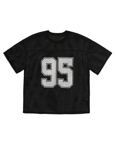 Men's Number Print Jersey Shirt Crew Neck Short Sleeve Mesh Tee Tops Casual Football Jersey Shirts