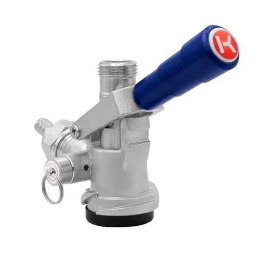 Image of Kegco Beer Keg Coupler D System Tap - Blue Lever Handle