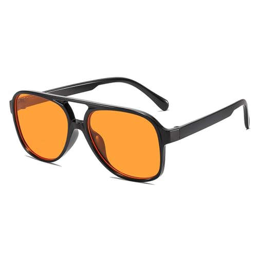 HYYZZC Gafas de sol con montura redonda para mujer, estilo vintage, para hombre, antideslumbrantes, color naranja, talla única