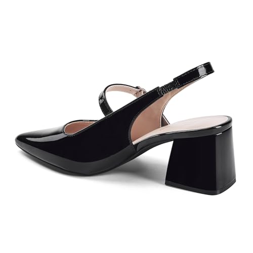 GENSHUO Women’s Slingback Chunky Heels 2.36 Inch Closed Pointed Toe Mary Jane Pumps Low Block Heels for Women Classic Comfort Party Daily Office Shoes3